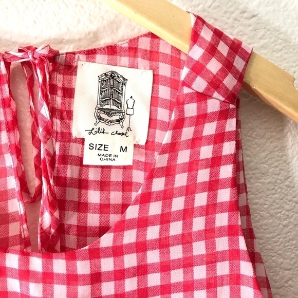 Anthro Lilis Closet August Pink Gingham Tank Top - Picture 4 of 8